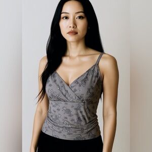 White House Black Market Sparkly Silver and Gray Stunning Top